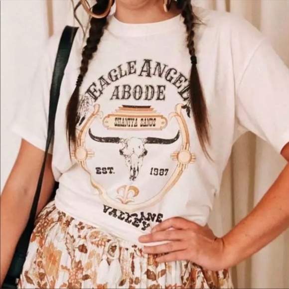 Tops - Boho Eagle Angel Western Graphic Cream Tee
